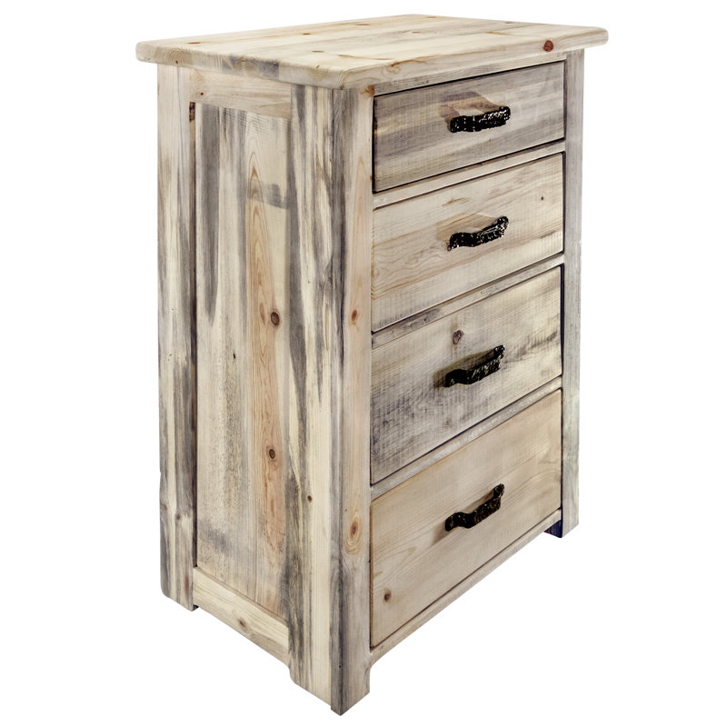 Commode 4 tiroirs en bois massif Jaynee, Naturel