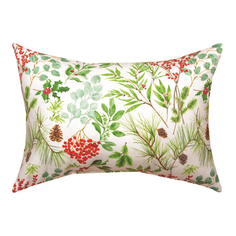 Manual Woodworkers & Weavers Green and Red Rectangle Polyester Climaweave Pillow 18" x 13"