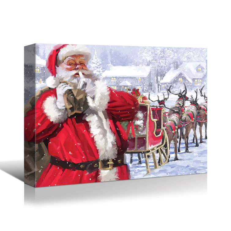 The Holiday Aisle® Santa Claus Poster Christmas Decorations Indoor Cool  Painting Canvas Wall Art Modern Picture For Living Room Decor New Year Gifts  On Canvas Painting