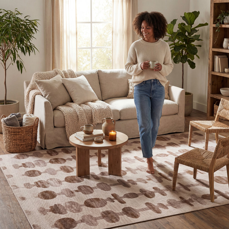  Mireina Abstract Washable Rug, Rectangle 5' x 7'