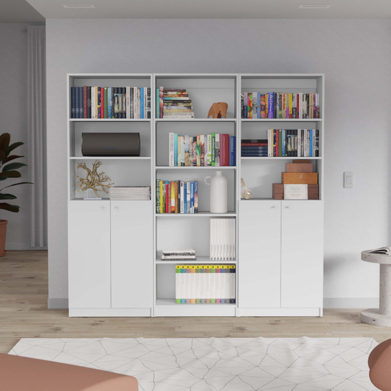 Britnai Storage Bookcase, White, (11 Shelves) 71.1"H x 74.1"W x 11.7"D