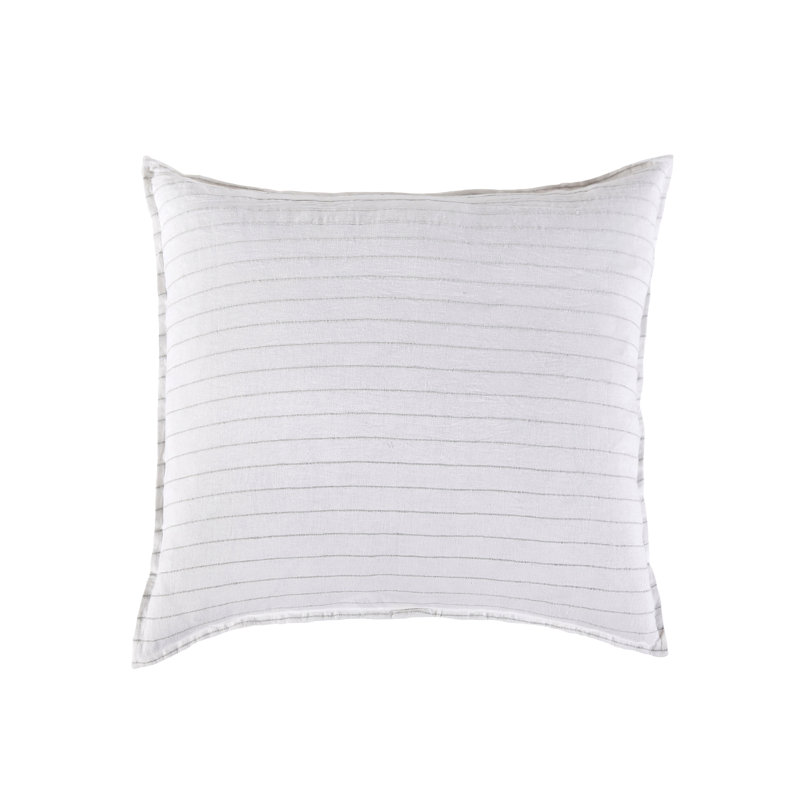 Blake Linen Shams, Euro, White/Ocean