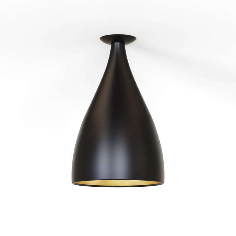 Swell Single XL Narrow Flush Lamp (Brass Exterior, Brass Interior), Matte Black; Brass