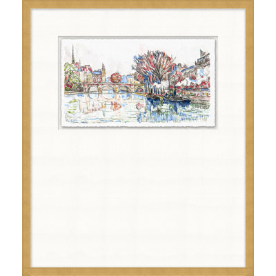 Colourful Waterway 2 - Peinture encadrée sur papier