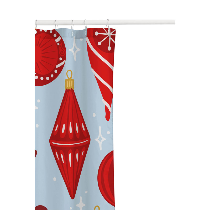 Rideau de douche ultramince Ornaments Merry Christmas, Argent / bleu