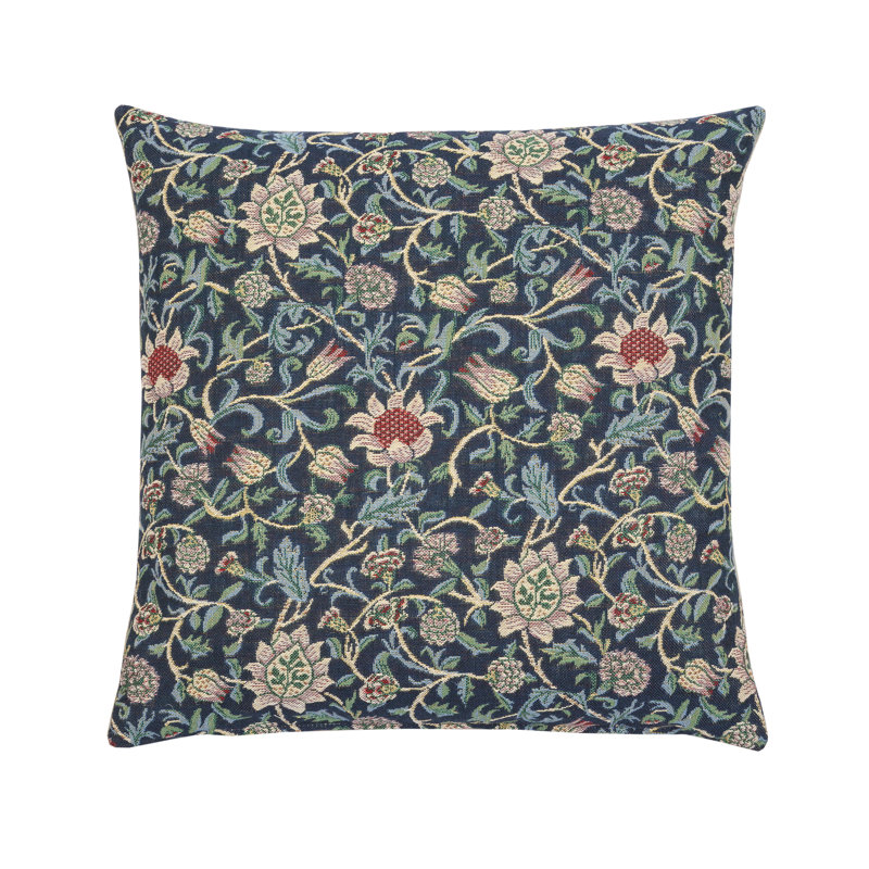 Evenlode Tapestry Cushion with Feather Filler , Blue Floral