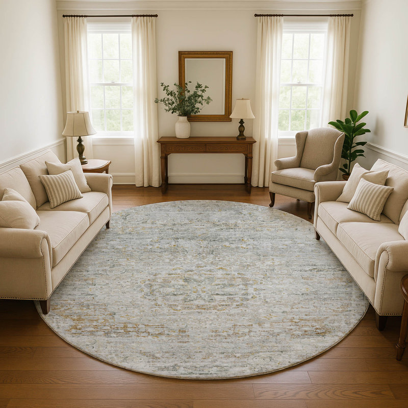 Premium Machine Washable Marasco AMF1636 Global Rug, Round 8'