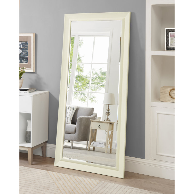 Grand miroir de sol surdimensionné Starkweather, Crème