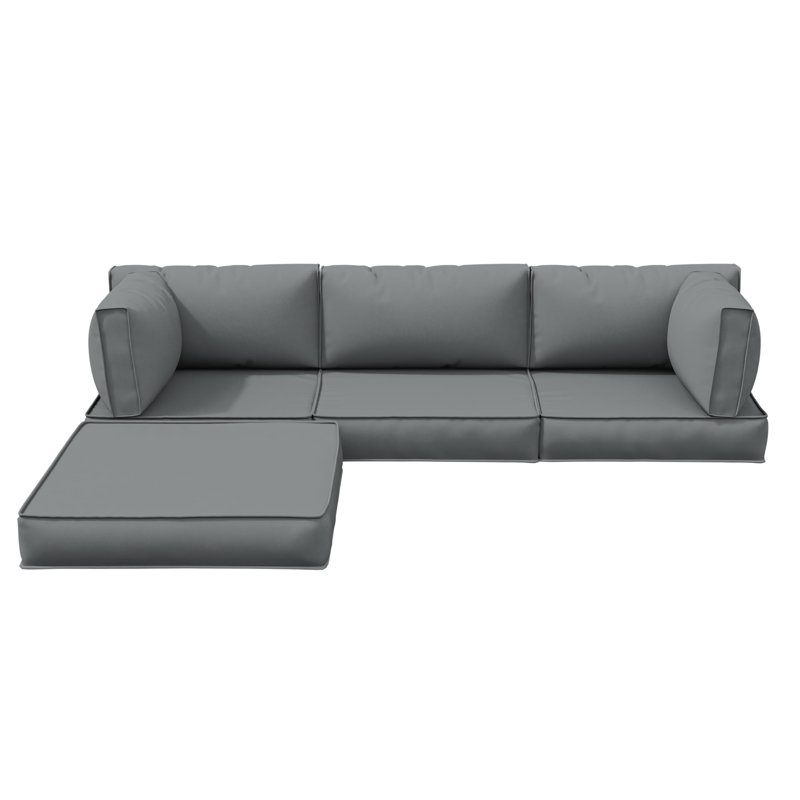 Outdoor 4" Thick Replacement Cushion Set Seat/Back Cushion (Set Of 3 Seats , 3 Backs , 2 Short Backs , 1 Footrest)