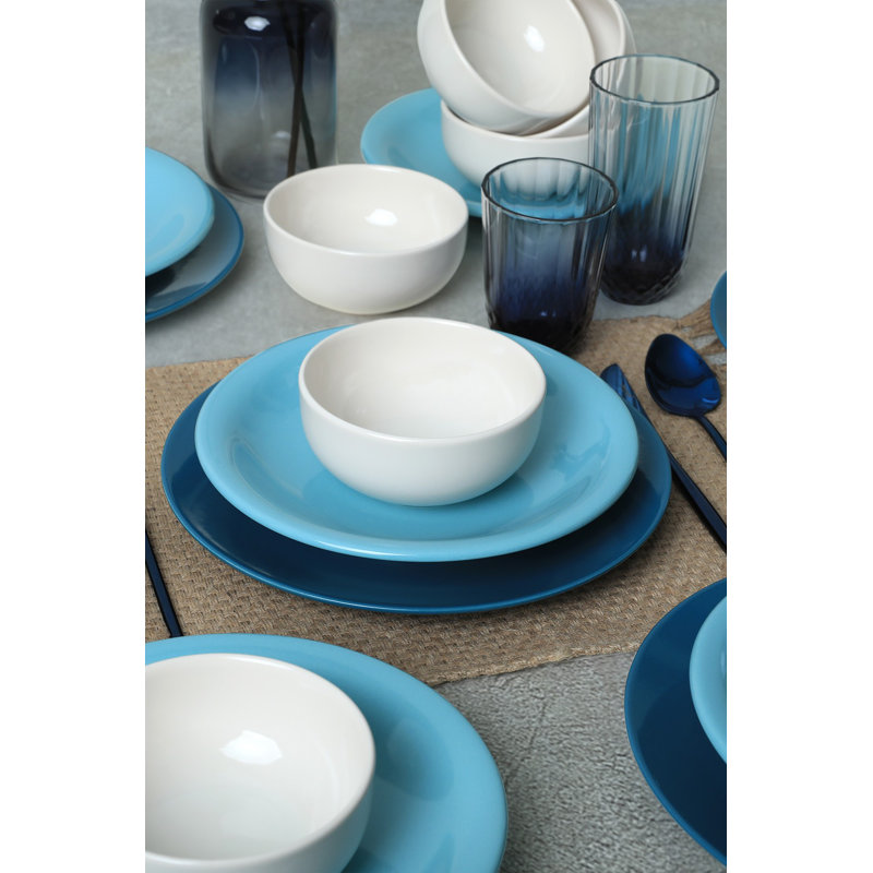 Brabazon 18 Piece Ceramic Dinnerware Set - Service for 6, Blue/White