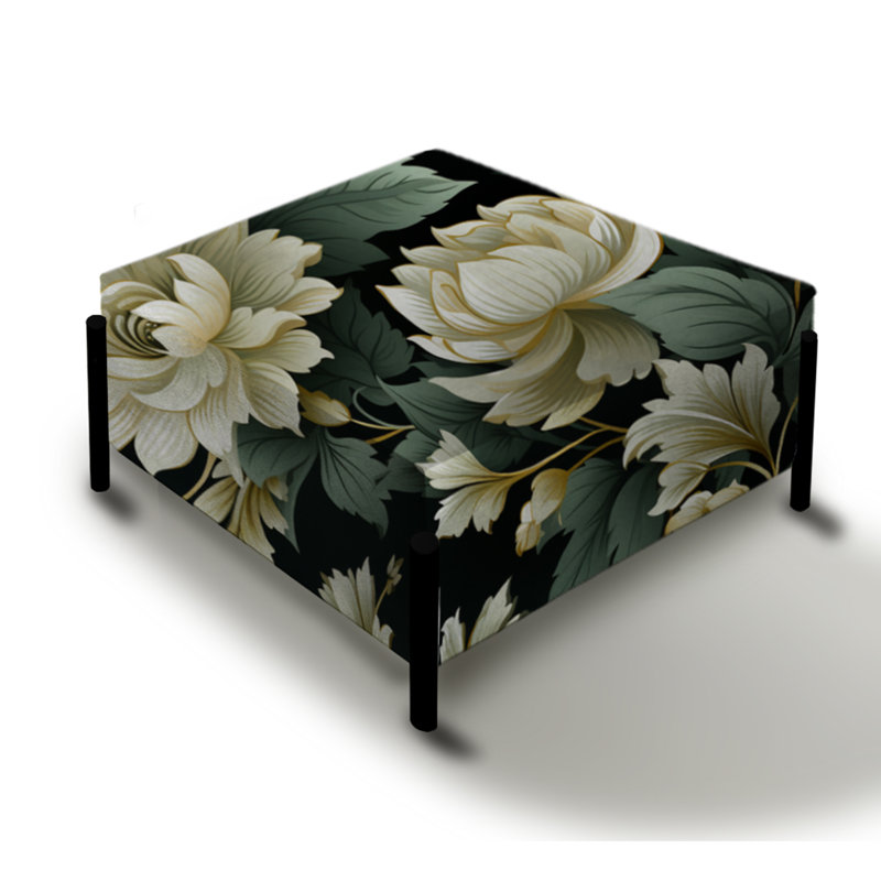 Pivoines vertes «Love Damask Poetry» - Grand repose-pieds carré floral