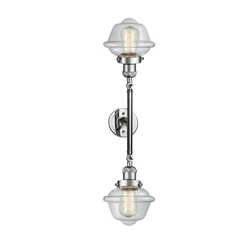 Éclairage pour salle de bain 2 lumières à intensité variable Gebhart, Ampoule incandescente rétro de 60 watts, Transparent