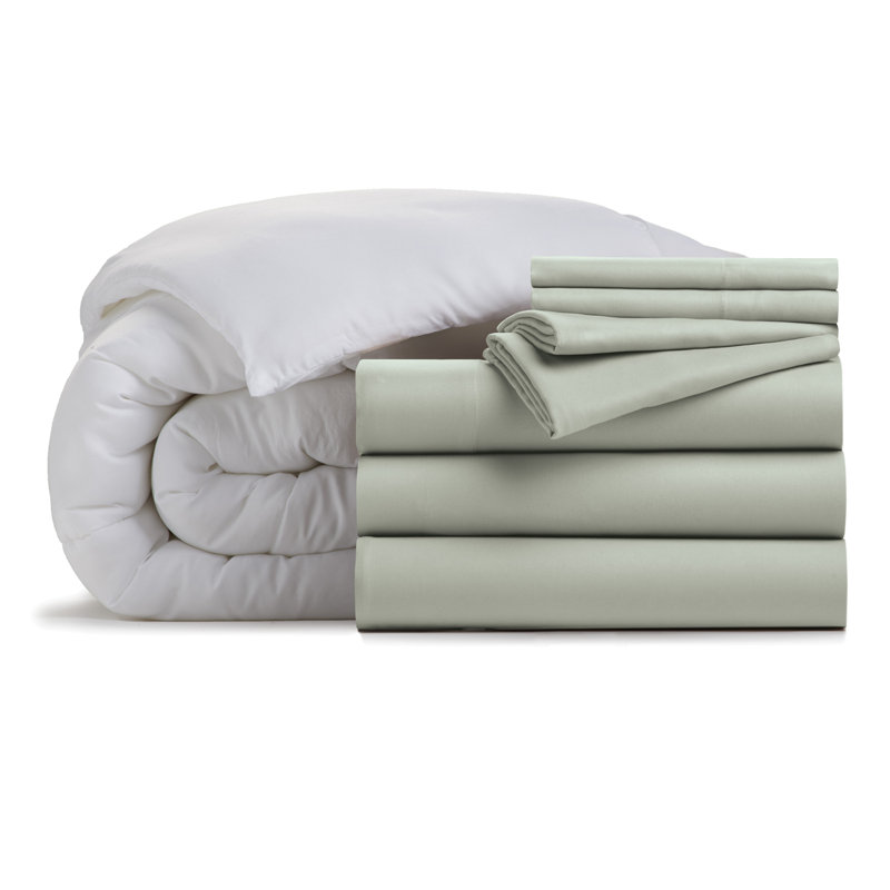 Home Cozy Touch Microfiber 8-Piece Bundle: Microfiber Sheet 4-Piece Set, Microfiber Duvet Cover 3-Piece Set, Microfiber Comforter