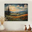 Toscane, coucher de soleil en Californie II - Paysage de Vangogh, impression sur bois jaune sur bois de pin naturel-1644455464