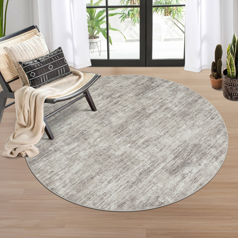 Washable Solid Color Textured Thin Indoor Rug, Low Pile Area Rug with Soft Surface, Non Slip Backing, Easy Clean Design for Living Room, Bedroom, Dorm, Home Office