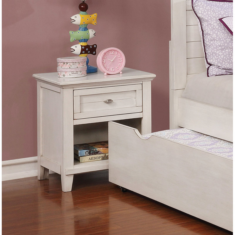 Table de chevet 1 tiroir Kahi, Blanc antique