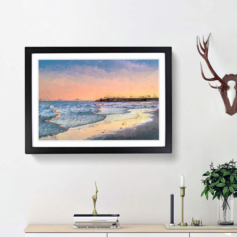 Fishing in Cape Cod in Abstract - Picture Frame Graphic Art Print, 27cm H x 36cm W x 2cm D, Black Framed