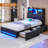 Twin Bedroom Bed Frame With Hidden Storage Headboard And Two Large Drawers; Gaming Bed With Rgb Lighting And Charging Station; Leather Upholstered Platform Bed; E-sports Style Bed; No Spring Mattress Required; Black.-1570319889-1385139828