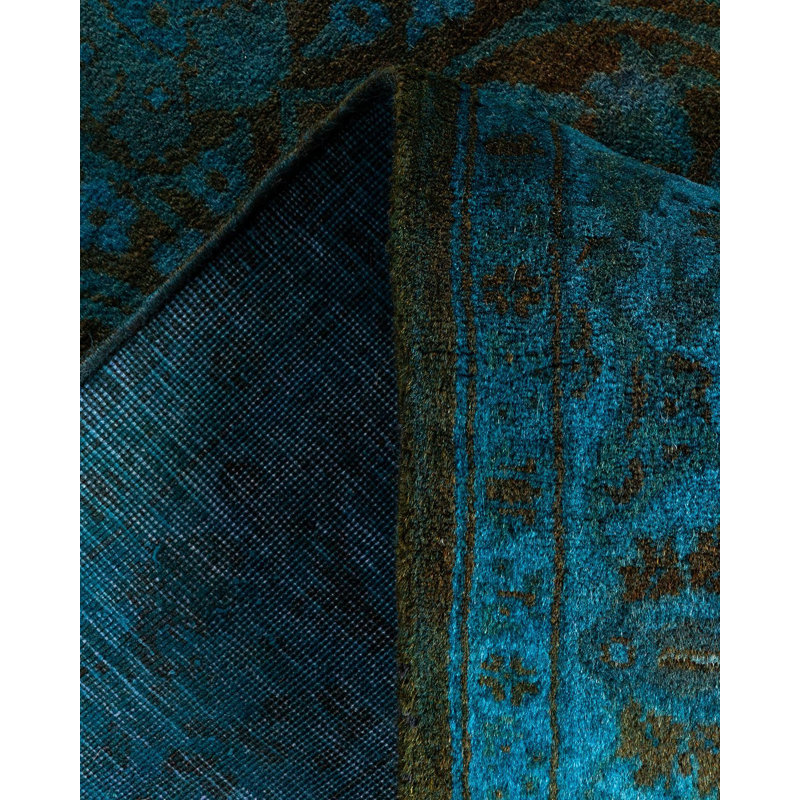 Tapis bleu noué à la main de conception unique Holsworth - bleu