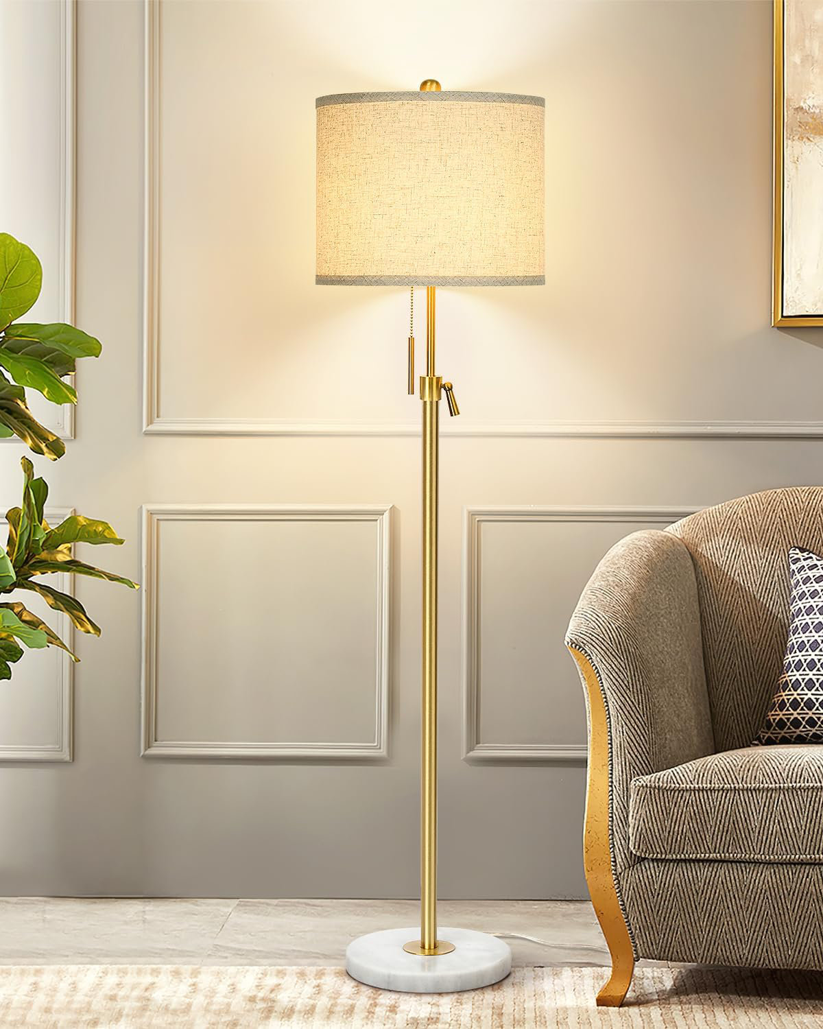 Mercer41 Modern Floor Lamp For Living Room, Adjustable Height 