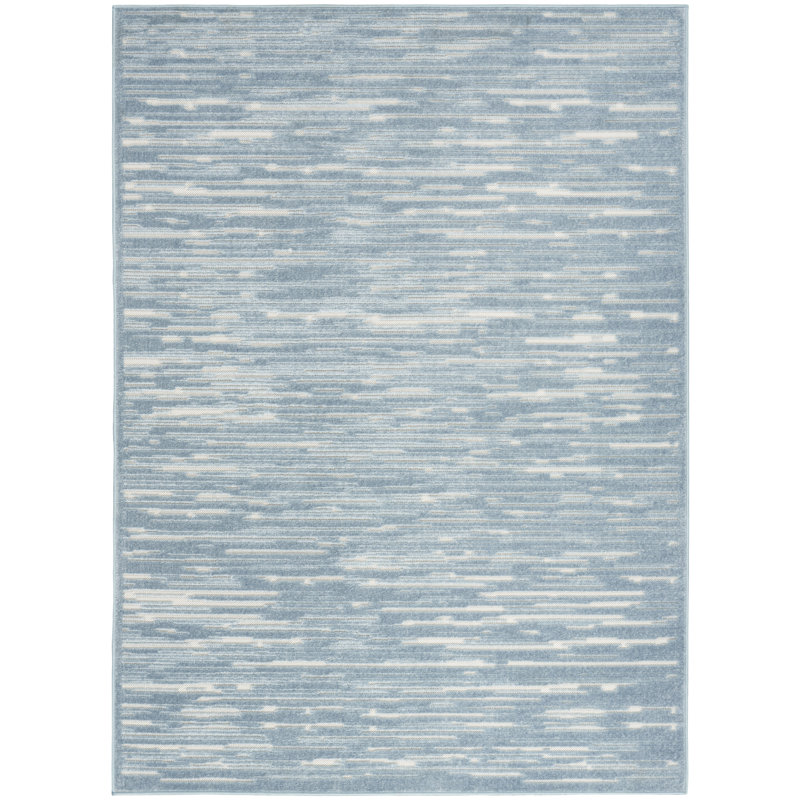 Tapis d'intérieur moderne bleu Ebern Designs Prasun, Rectangle 6 pi 7 po x 9 pi 2 po