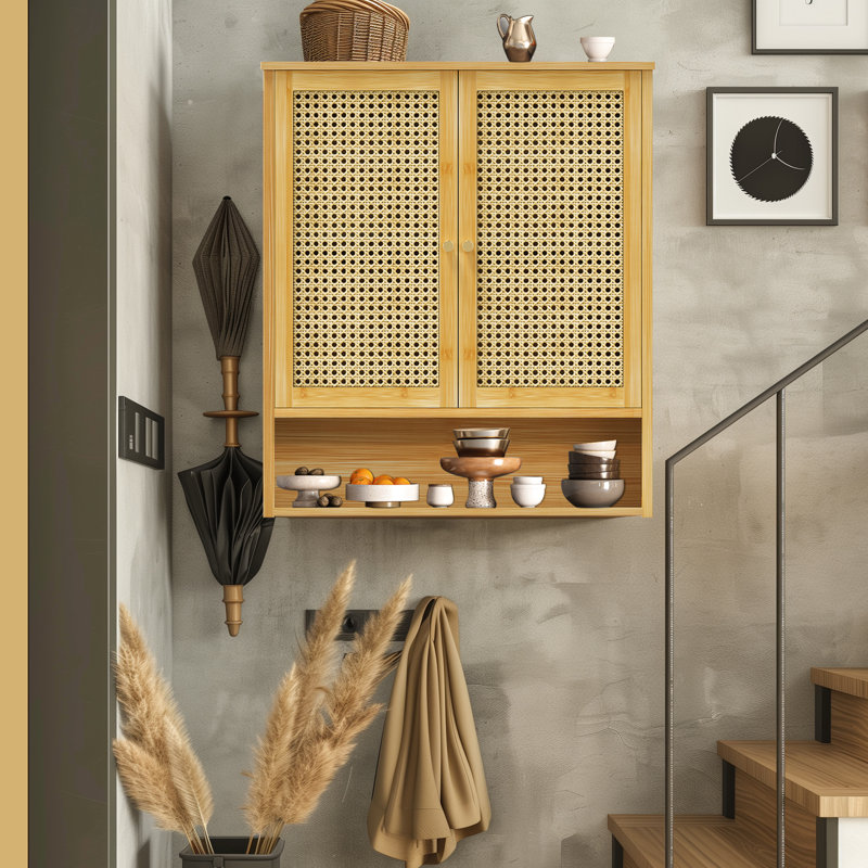 Rangement mural de cuisine à double porte avec 3 tablettes