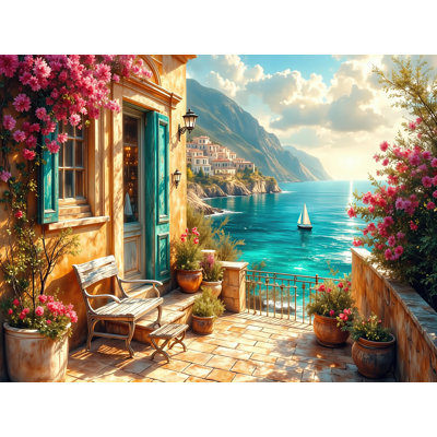 Mediterranean Balcony Wrapped Canvas Wall Art