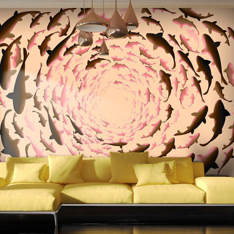 Amyrion Wall Mural, 8' L x 11.42' W, Pink/Black