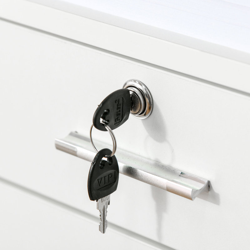 Vinsetto Mobile File Cabinet Lockable A4 Letter, White
