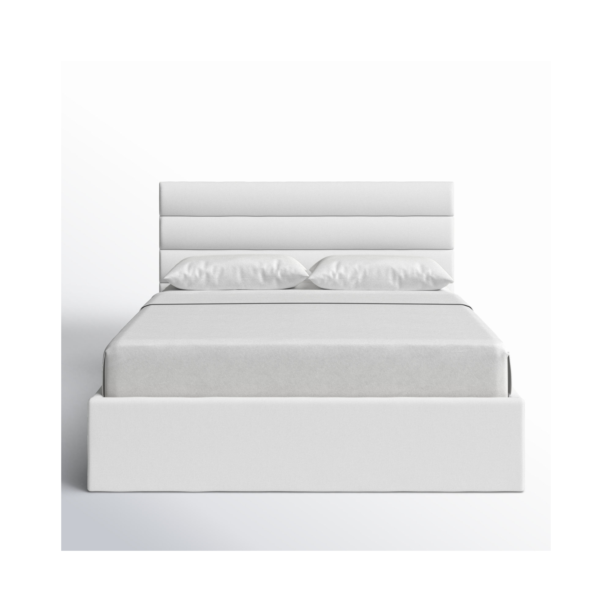 Ruma Upholstered Platform Bed, White, Queen