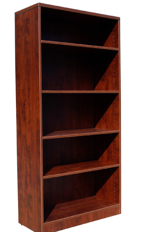 31"W x14"D x 65.5"H Five Shelf Bookcase, Mahogany