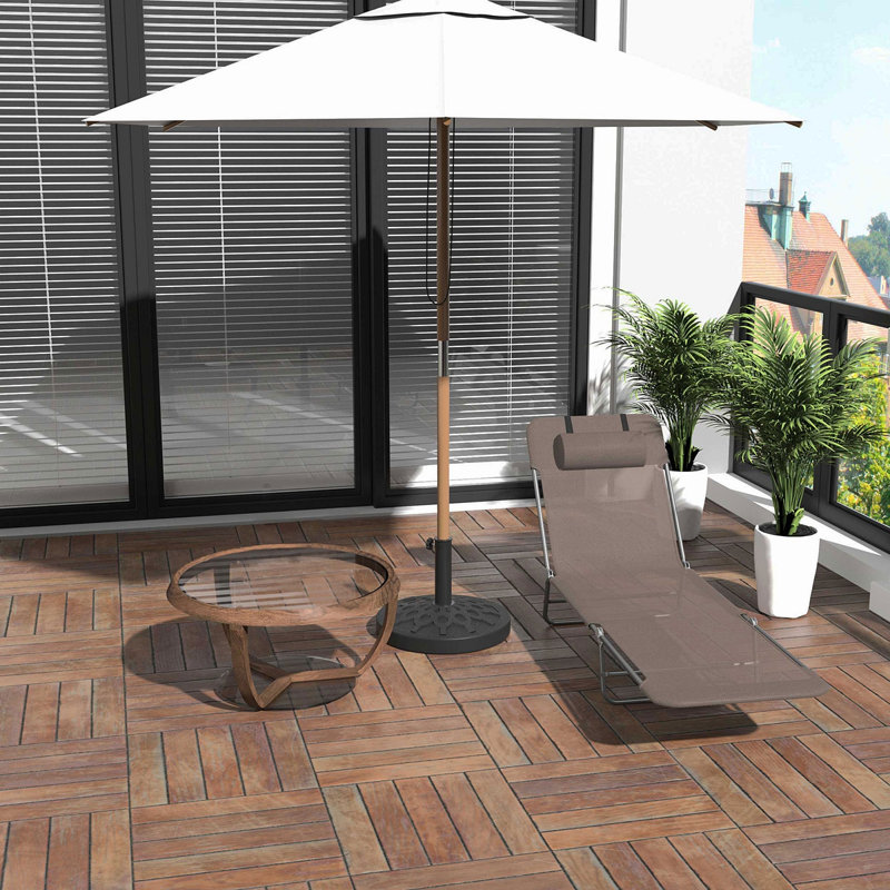 Outsunny Folding Chaise Lounge Chair, Pool Sun Tanning Chair, Outdoor Lounge Chair With 5-Position Reclining Back, Breathable Mesh Seat, Headrest For Beach, Yard, Patio, Brown