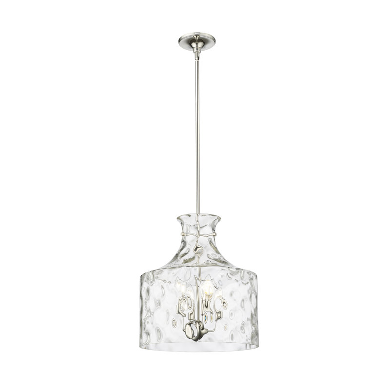 Luminaire suspendu 4 lumières avec abat-jour en verre Wrought Studio ™ Maitreya, Nickel poli