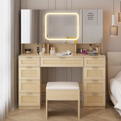 Ensemble de coiffeuse avec 3 miroirs et lumières DEL
