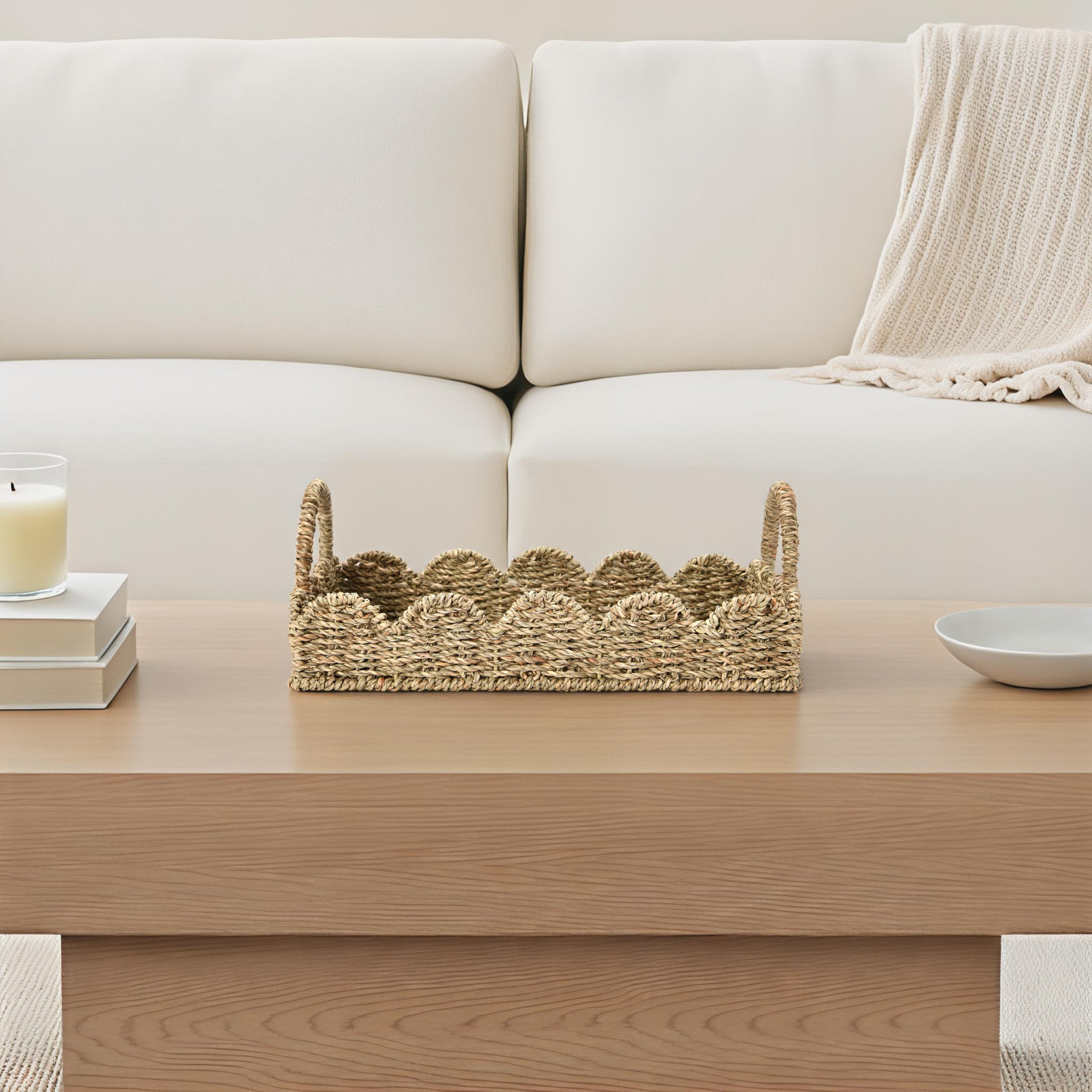 Handwoven Decorative Tray, Natural