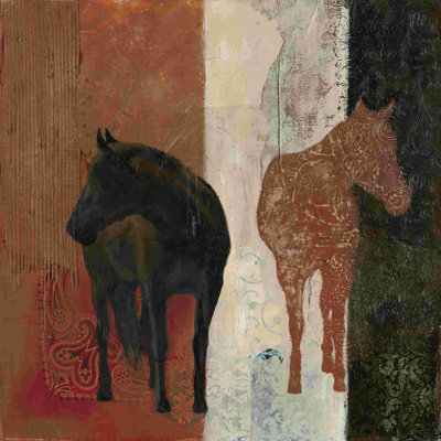 Chevaux peints en brun et noir