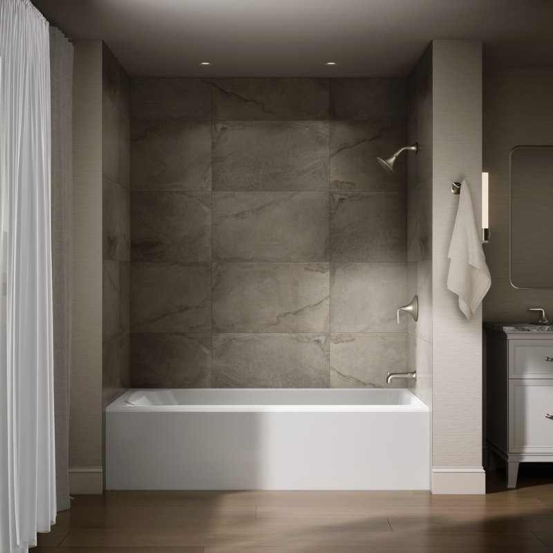 Avec 72 In. X 36 In. Alcove Bath, Left Drain, Right, White