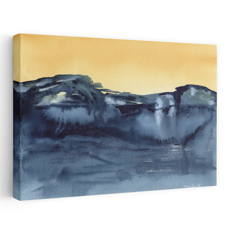 Art contemporain contemporain, paysage serein abstrait montagne, H 24 po x l 36 po