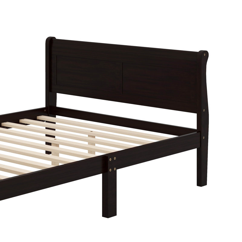 Wood Platform Bed With Headboard, Full, Espresso