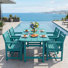 Ensemble repas rectangulaire pour 4 personnes avec trou pour parasol