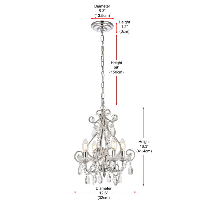 Lucee 4 - Light Dimmable Classic / Traditional Chandelier, Chrome