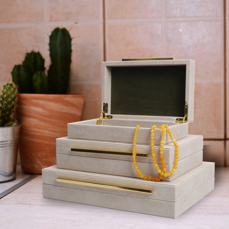 3 Piece Handmade Faux Leather Decorative Box Set