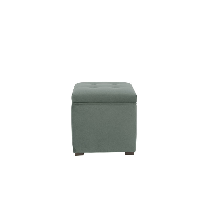 Tami Button Tufted Storage Ottoman, Green