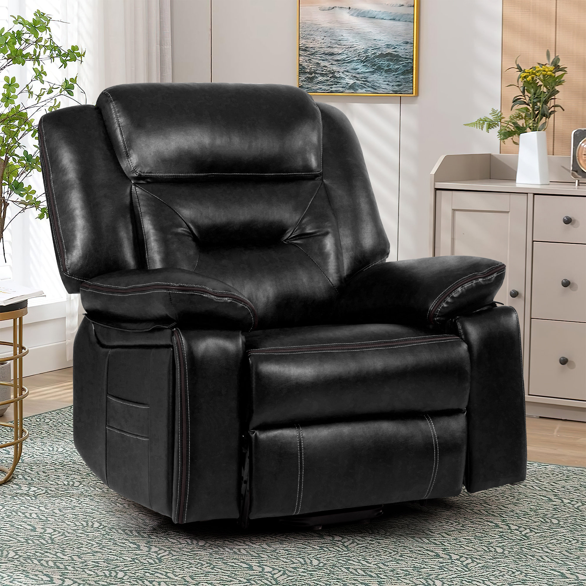 Wildon Home Acotas Oversized Faux Leather Power Lift Assist