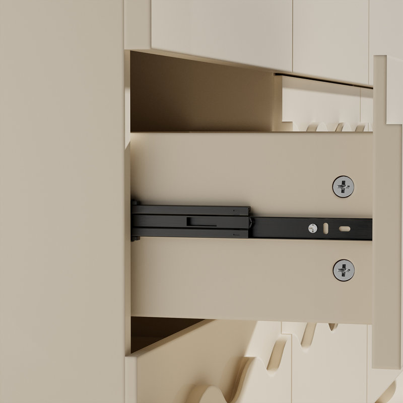 9 Drawer 63" W Circular Ripple Dresser, Milky white