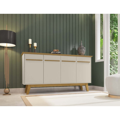 Buffet Yonkers de 63 po blanc cassé et naturel