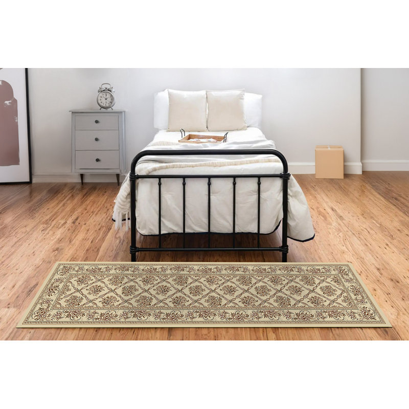 Tapis ivoire checked Atterbury, Tapis de couloir : 2 pi 2 po x 7 pi 7 po