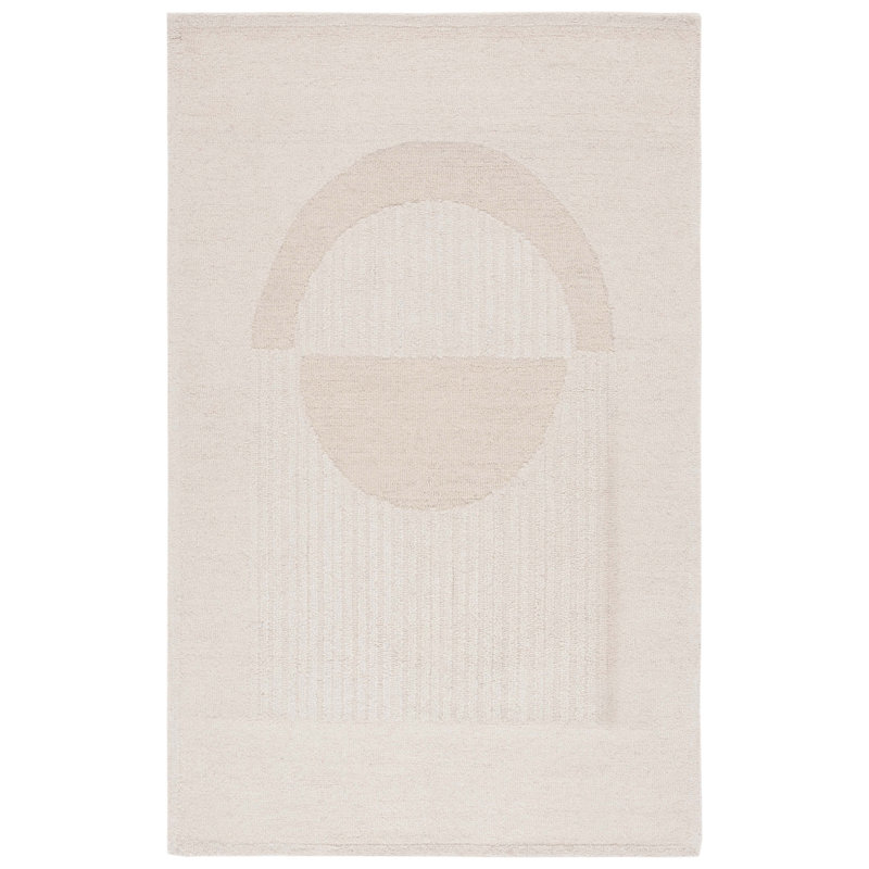 Tapis beige / ivoire en laine / coton touffeté à la main Kuala Rodeo Drive, Rectangle 6 pi x 9 pi