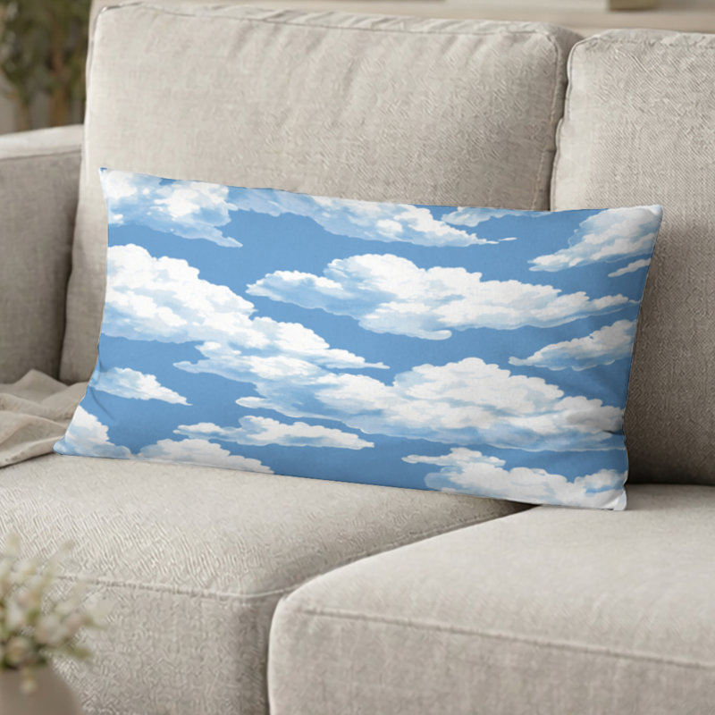 Coussin French Country - Coussin imprimé nuage blanc, H 12 po x l 20 po