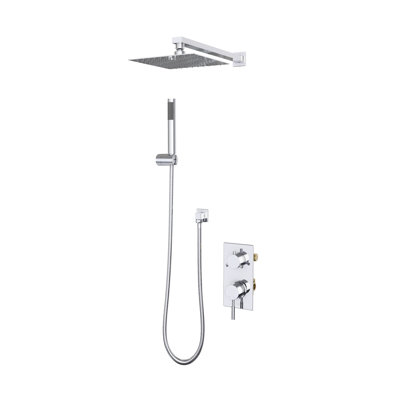 Aquata Chrome Rain Fall Shower Faucet Set with Hand Shower (Valve Included)